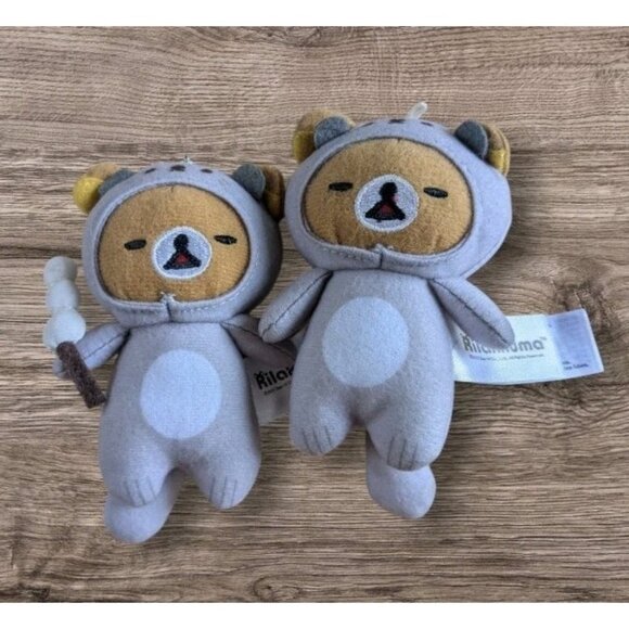 Rilakkuma Plush Bag Charm Keychain Bear Costume Mouse Set Of 2 Kawaii Mini 4" - Picture 1 of 13